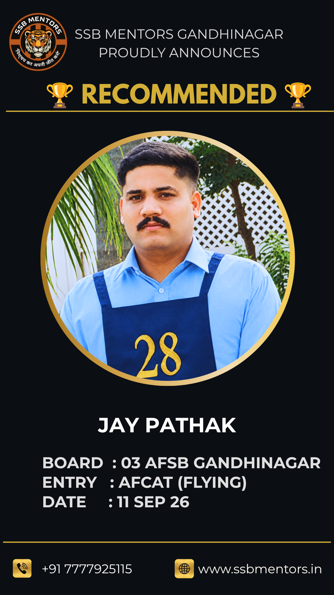 SSB Mentors recommended candidate success story